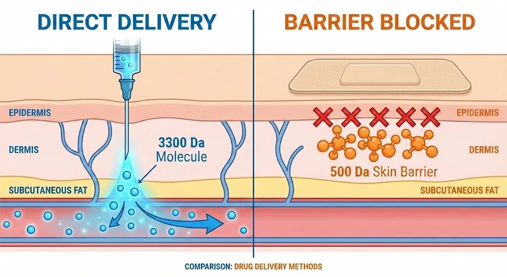 A split screen comparison. The Needle (works) vs. The Patch (doesn't)